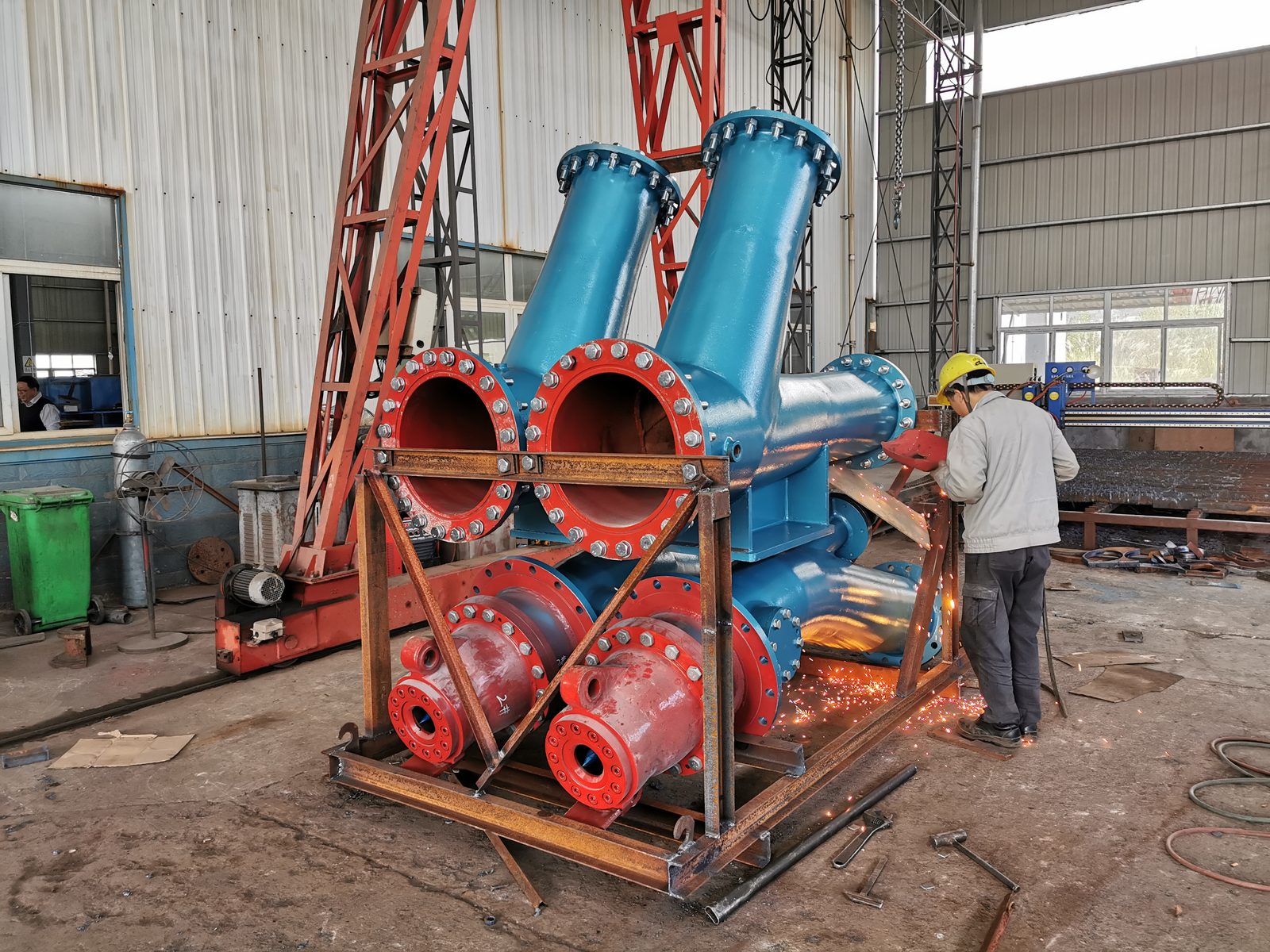 Completed turbine generator units packed and ready for shipment at TC factory