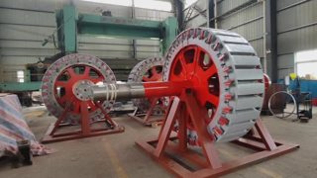 Generator stator assembly line — multiple units in parallel at TC factory