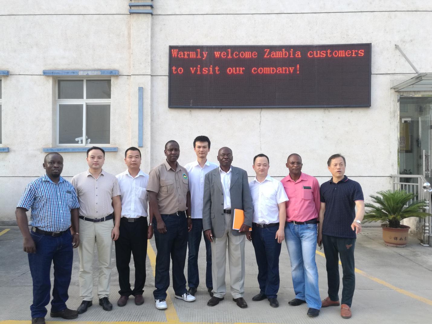 Zambia power authority delegation with TC HYDRO team at factory