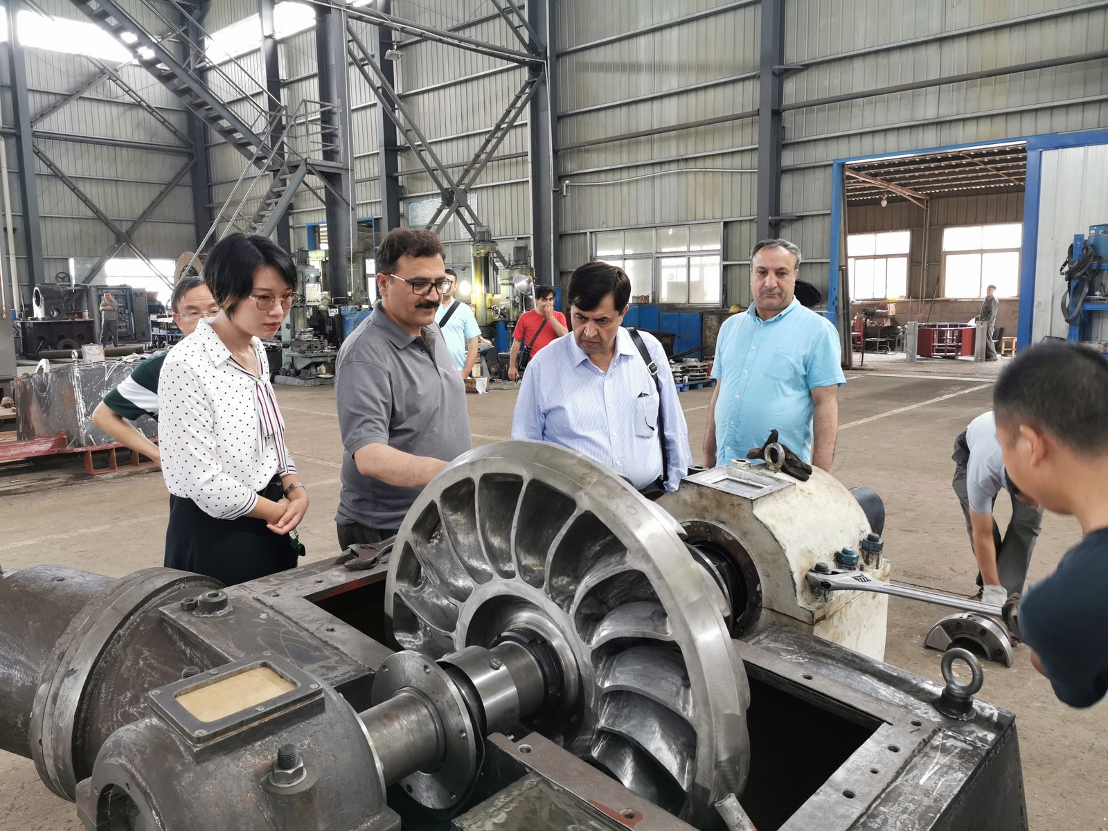Horizontal turbine unit under customer review at the TC works