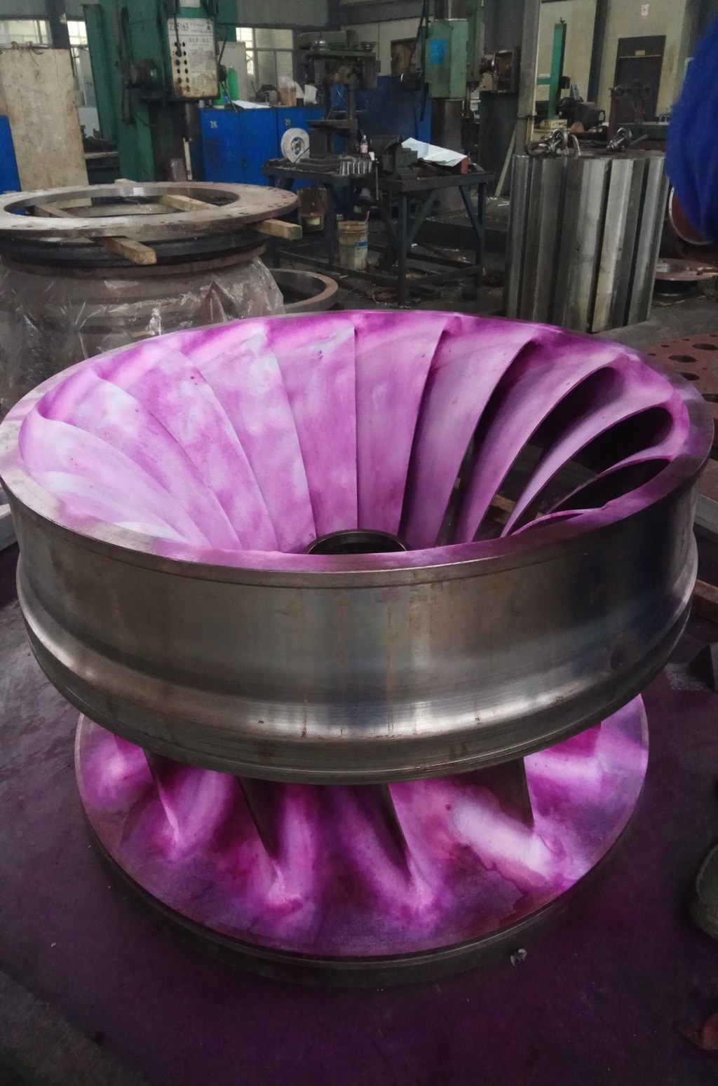 Dye-penetrant inspection of a runner